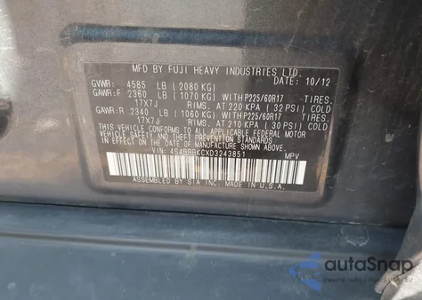 2013 Subaru Outback 2.5I Limited z USA, uszkodzony, nr VIN 4S4BRBKCXD3243851